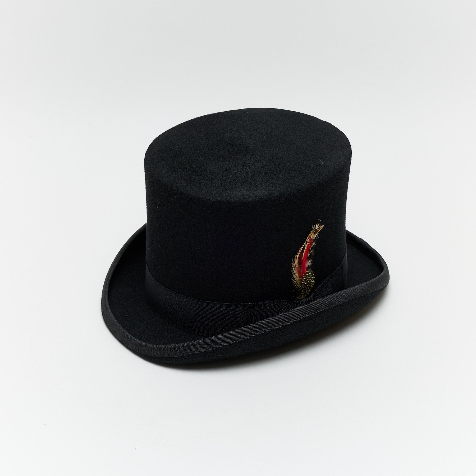 Carriston Black Victorian Top Hat – 100% Wool Felt, 15 cm Crown, Satin Lining