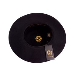 Black wool felt bolero hat top and crown view