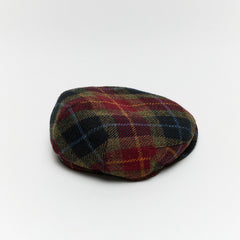 Carriston Harris Tweed Flat Cap – Burgundy Check, 100% Pure New Wool