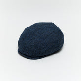 Carriston Harris Tweed Flat Cap – Navy, 100% Pure New Wool