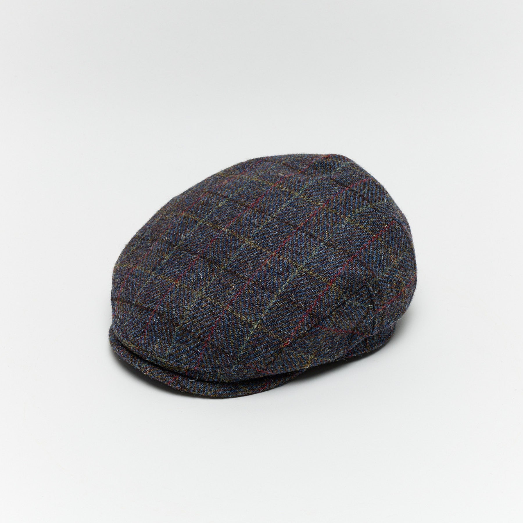 Carriston Harris Tweed Flat Cap – Navy Mix, 100% Pure New Wool