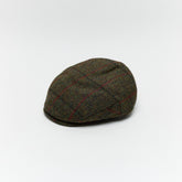 Carriston Harris Tweed Flat Cap – Olive Green Mix, 100% Pure New Wool