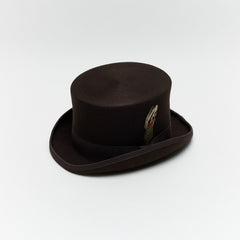 Carriston Wool Felt Top Hat – 100% Pure Wool, 12 cm Crown, Brown, White & Navy