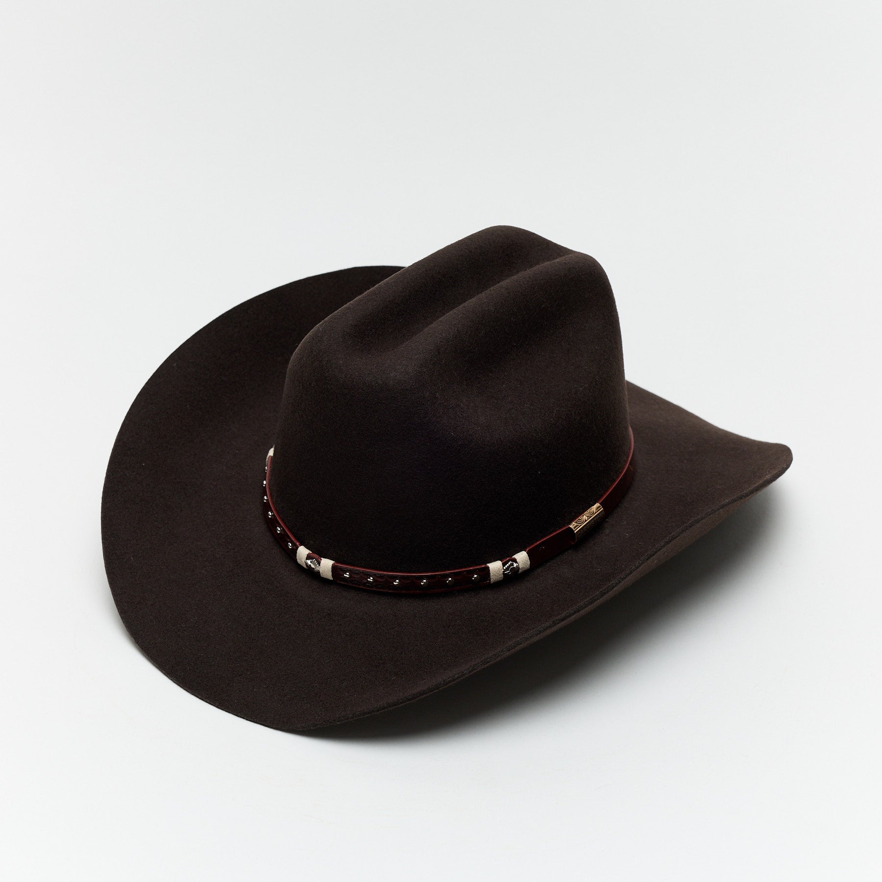 Carriston Wool Western Cattleman Cowboy Hat with Cognac Studded Leather Hatband