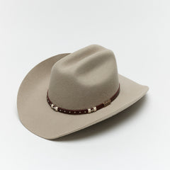 Carriston Wool Western Cattleman Cowboy Hat with Cognac Studded Leather Hatband