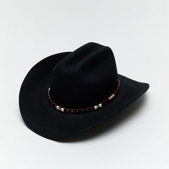Carriston Wool Western Cattleman Cowboy Hat with Cognac Studded Leather Hatband