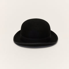 Classic Black Bowler Hat with Curved Brim