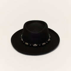 Classic Black Gambler Hat - Silver Band