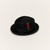 Diamond Crown Black Wool Pork Pie Hat