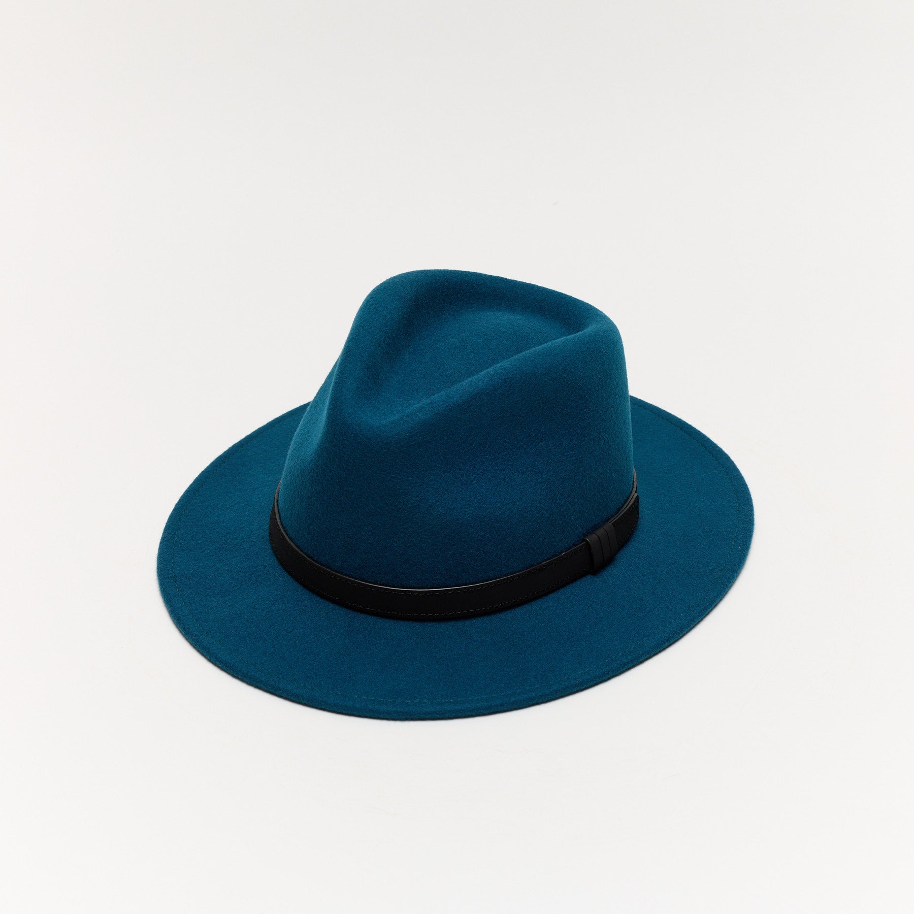 Orange Wool Felt Fedora Hat with Leather Band