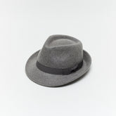 White Wool Felt Trilby Hat with Teardrop Crown