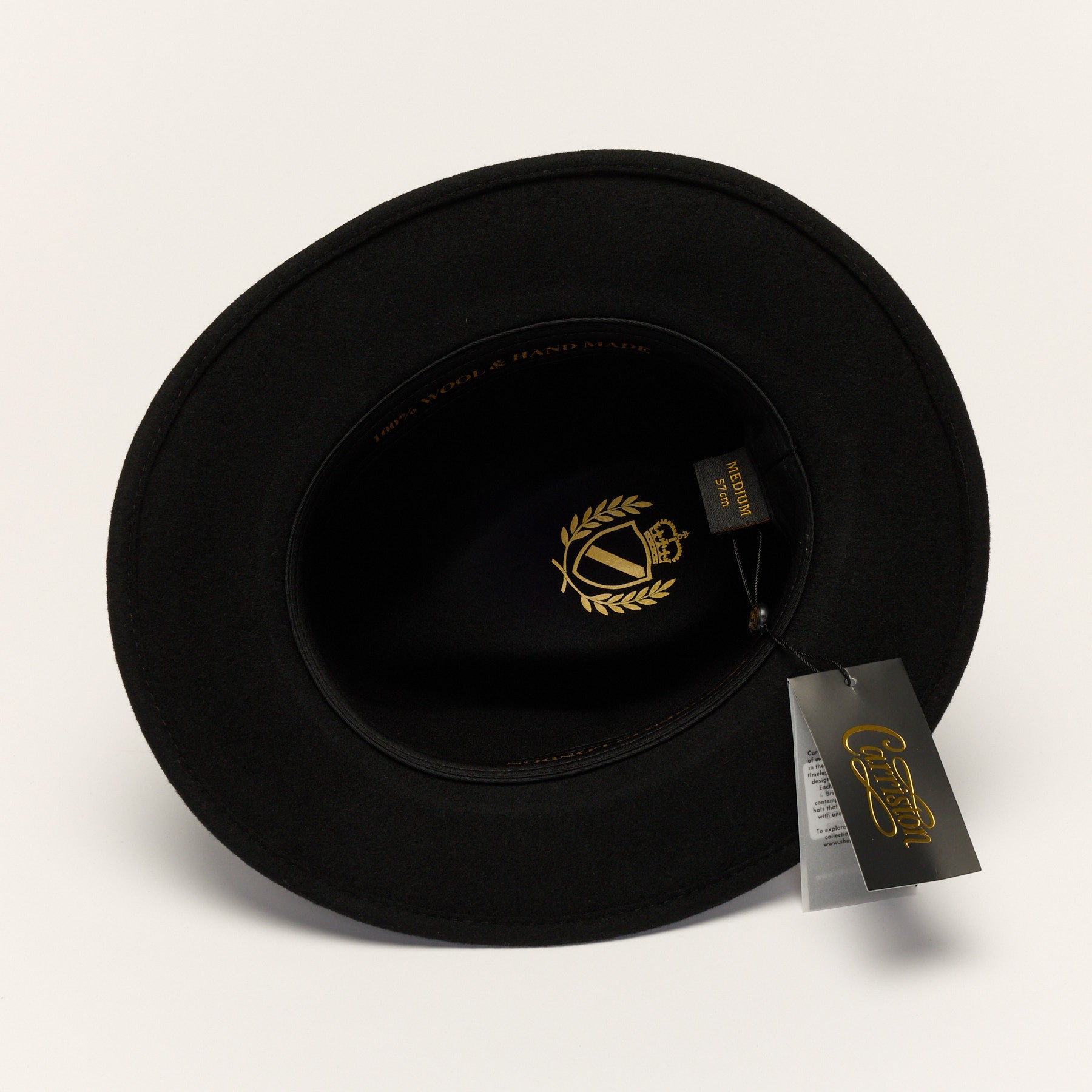 Black Wool Felt Fedora Hat with Leather Band