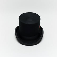 Carriston Black Victorian Top Hat – 100% Wool Felt, 15 cm Crown, Satin Lining