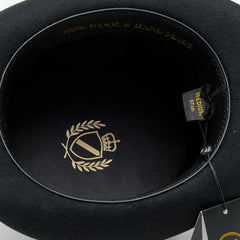 Carriston Black Victorian Top Hat – 100% Wool Felt, 15 cm Crown, Satin Lining