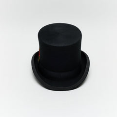Carriston Black Victorian Top Hat – 100% Wool Felt, 15 cm Crown, Satin Lining