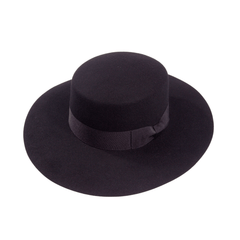 Carriston black wool felt bolero sombrero hat with wide brim 