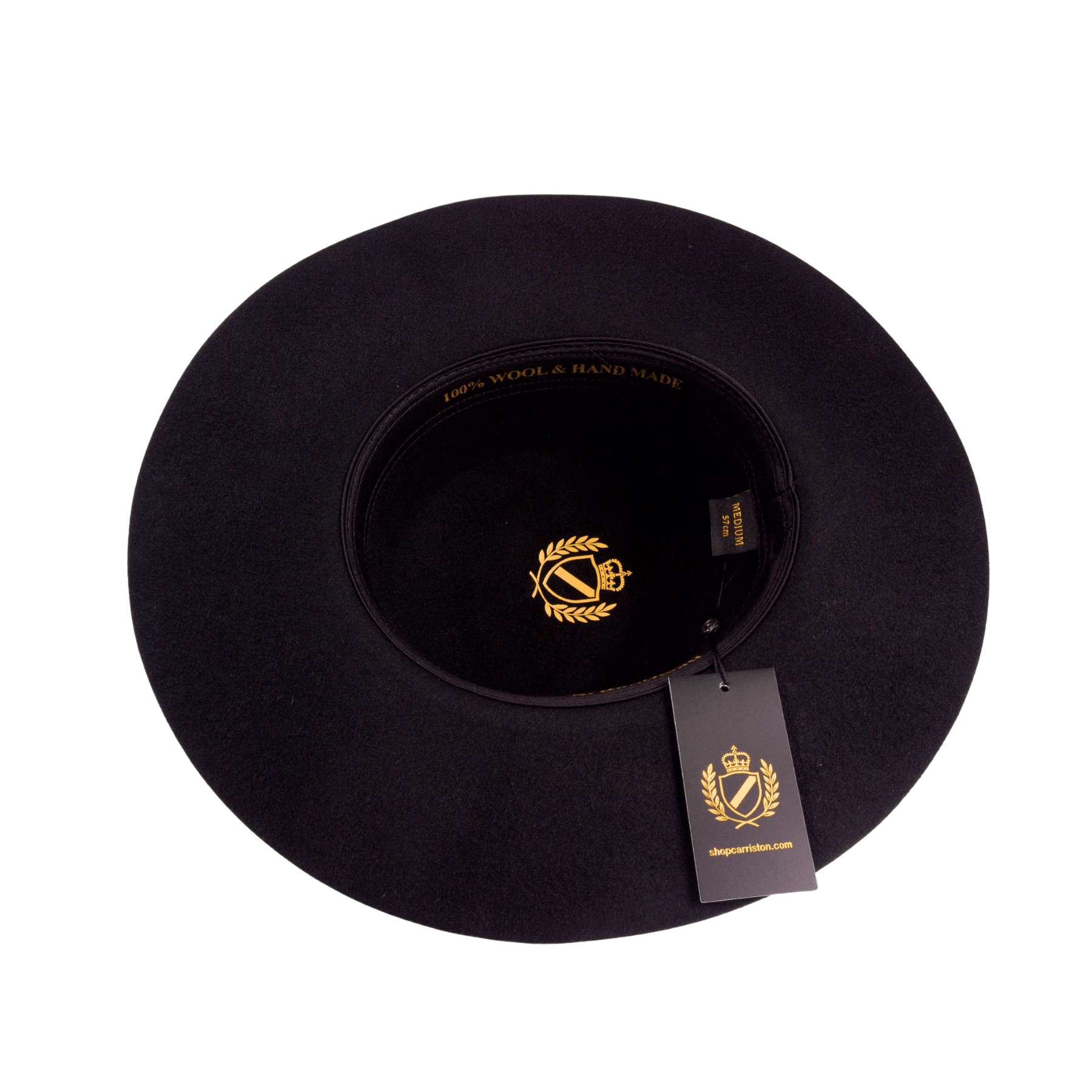 Black wool felt bolero hat top and crown view