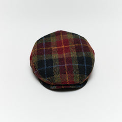 Carriston Harris Tweed Flat Cap – Burgundy Check, 100% Pure New Wool