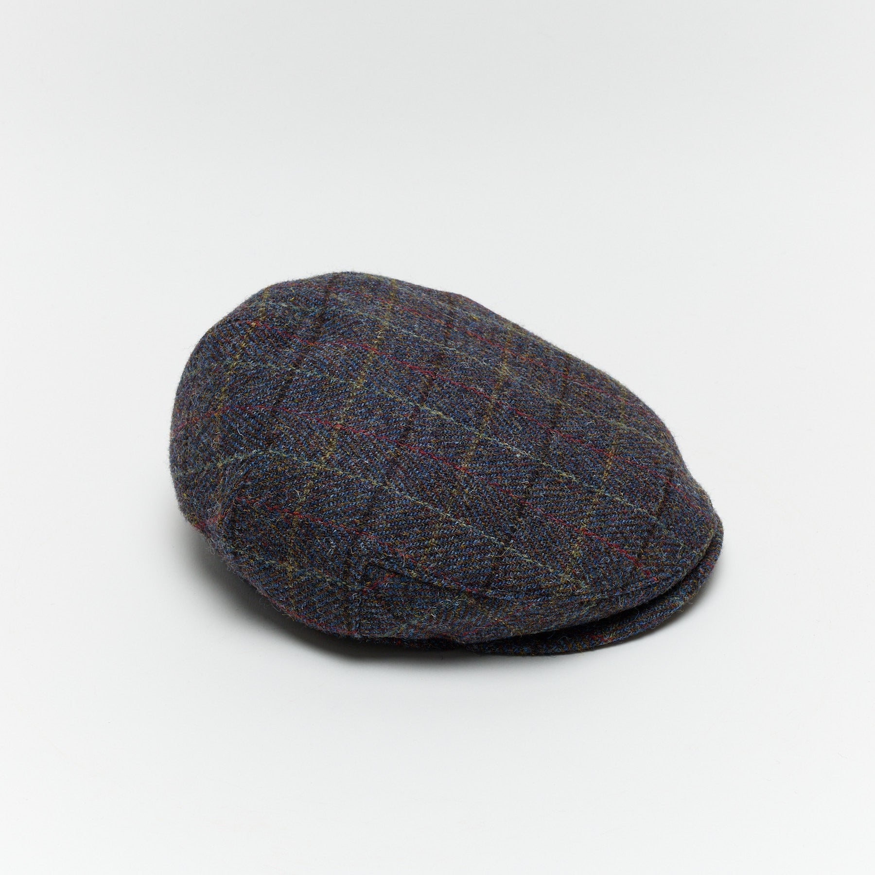 Carriston Harris Tweed Flat Cap – Navy Mix, 100% Pure New Wool