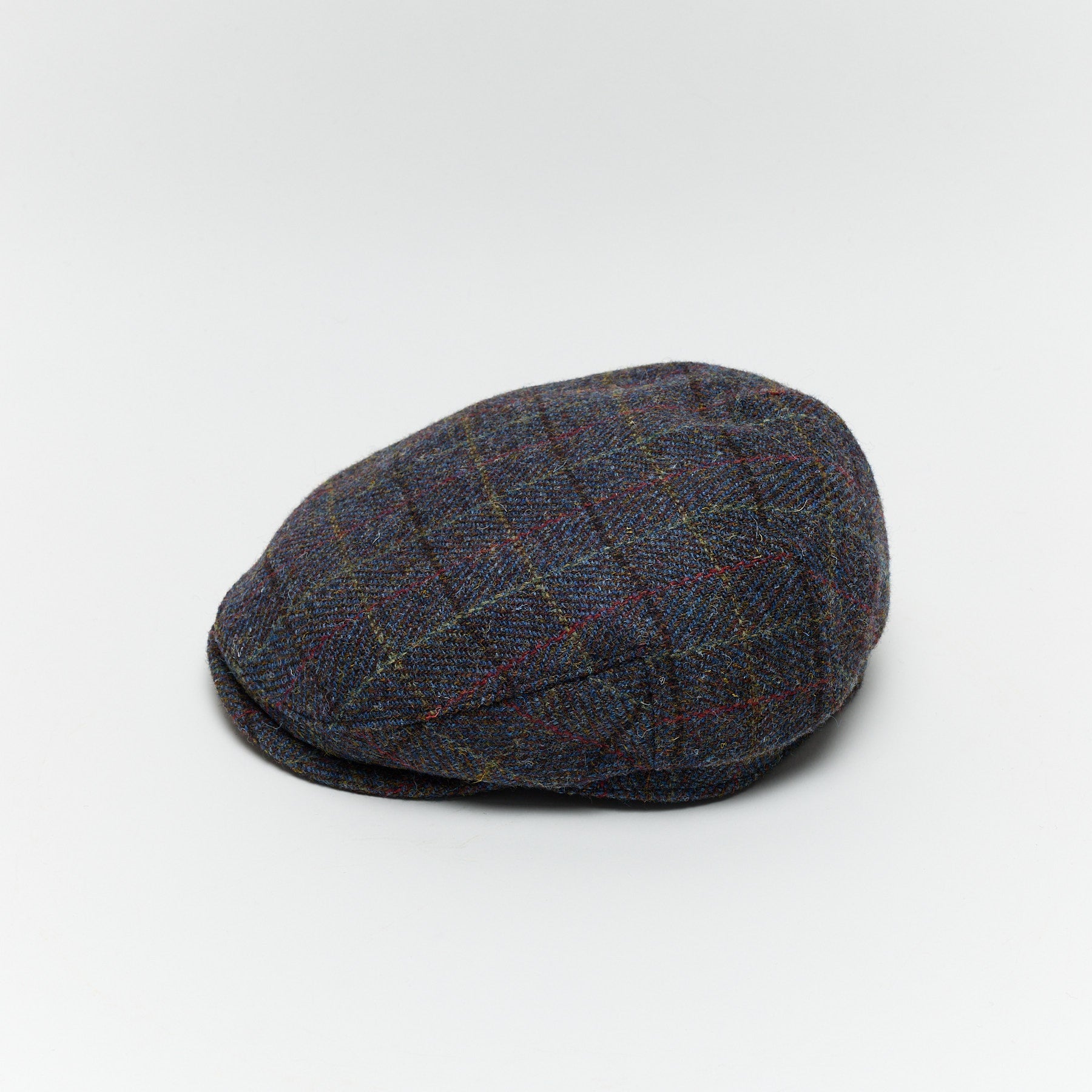 Carriston Harris Tweed Flat Cap – Navy Mix, 100% Pure New Wool
