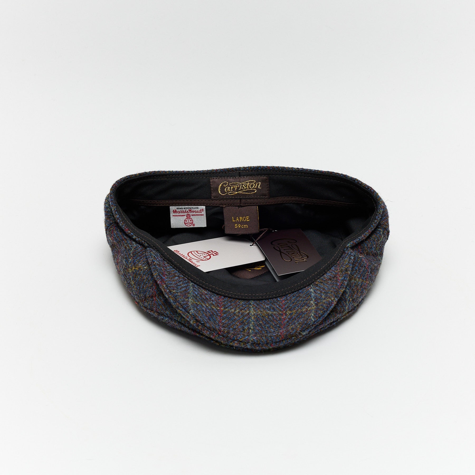 Carriston Harris Tweed Flat Cap – Navy Mix, 100% Pure New Wool