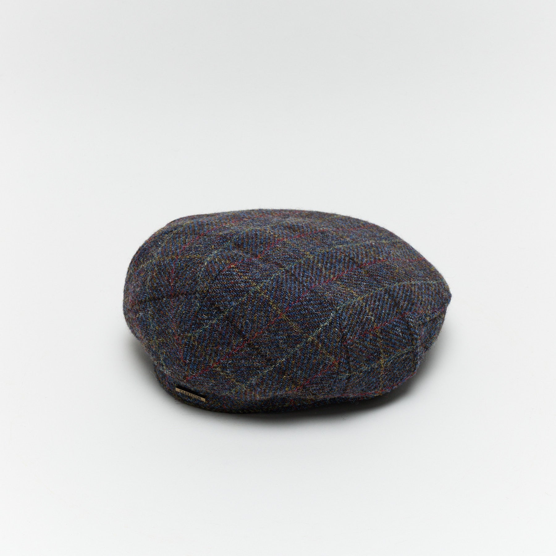 Carriston Harris Tweed Flat Cap – Navy Mix, 100% Pure New Wool