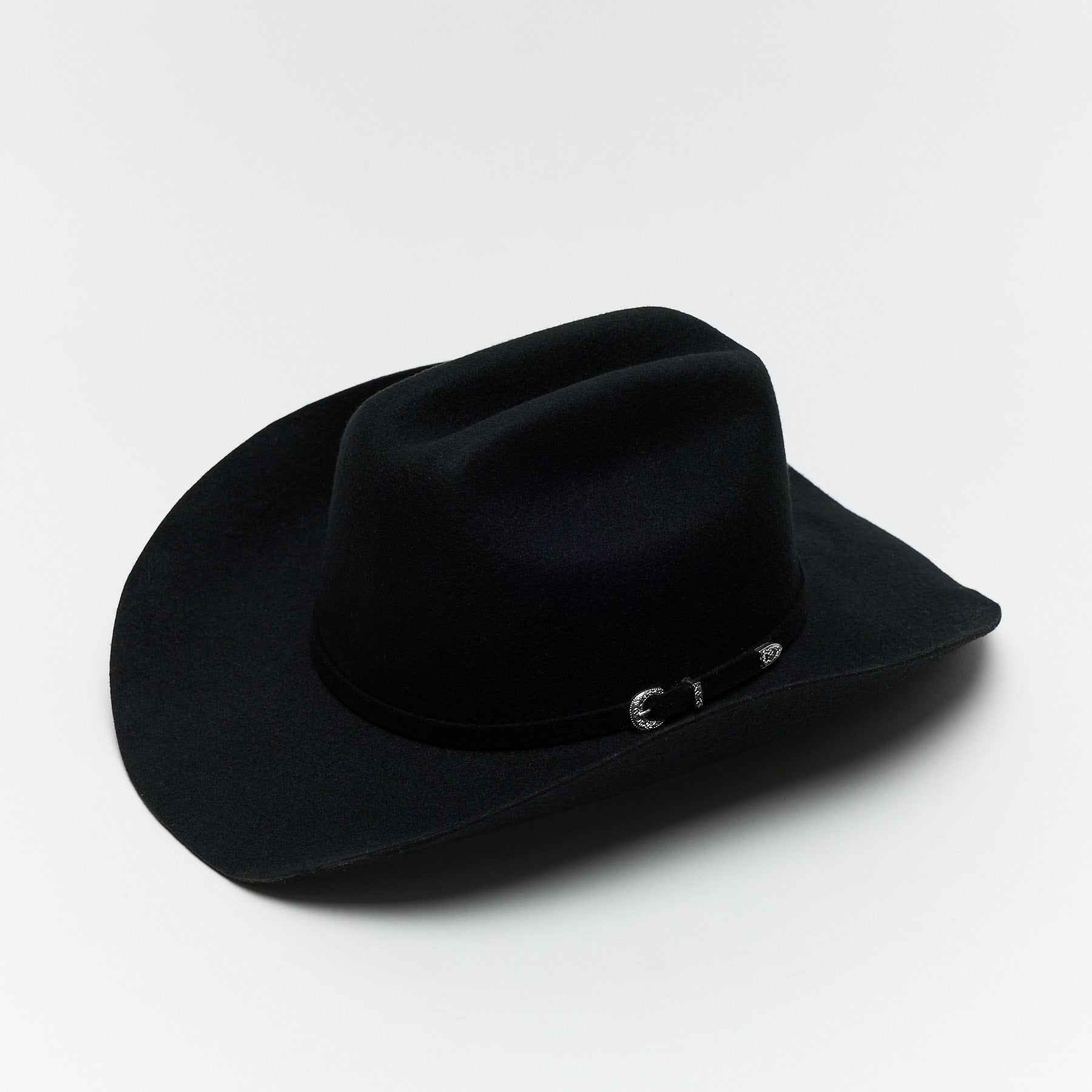 Carriston Wool Cattleman Cowboy Hat with Silver-Tone Western Buckle Hatband