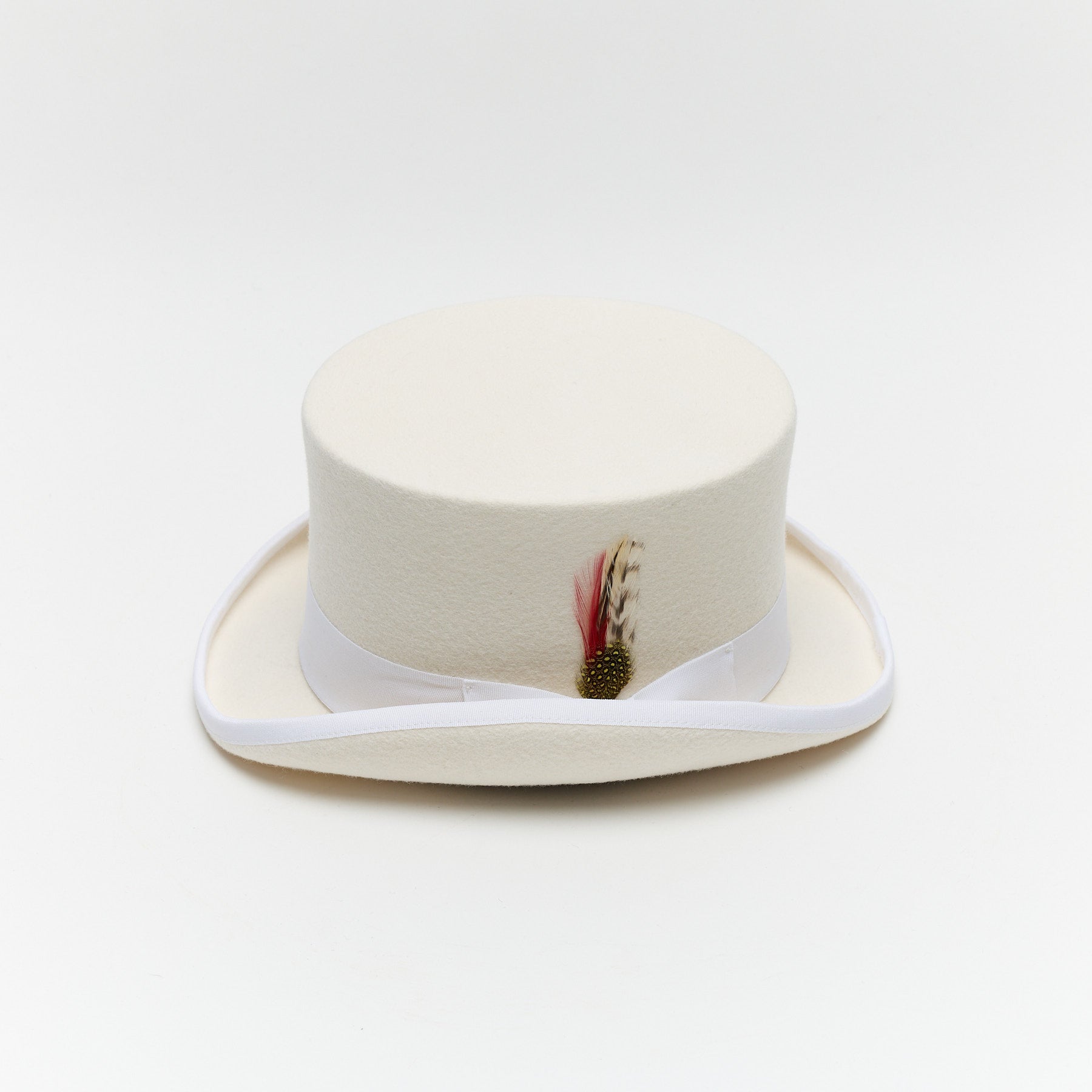 Carriston Wool Felt Top Hat – 100% Pure Wool, 12 cm Crown, Brown, White & Navy