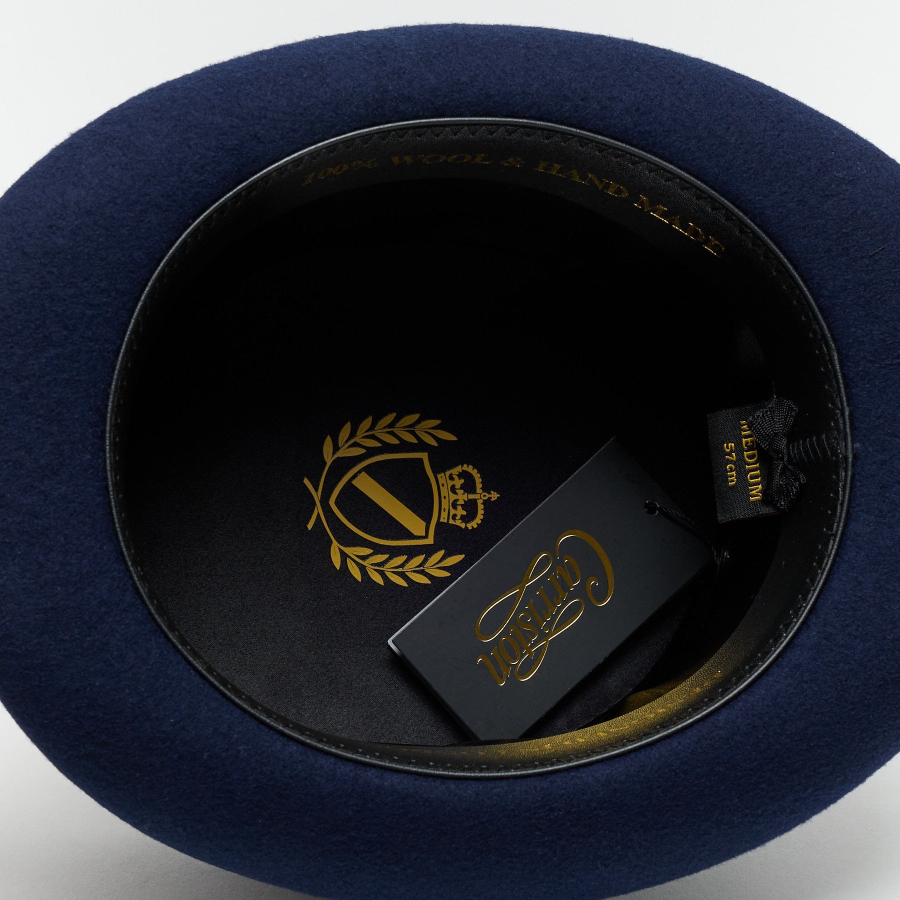 Carriston Wool Felt Top Hat – 100% Pure Wool, 12 cm Crown, Brown, White & Navy