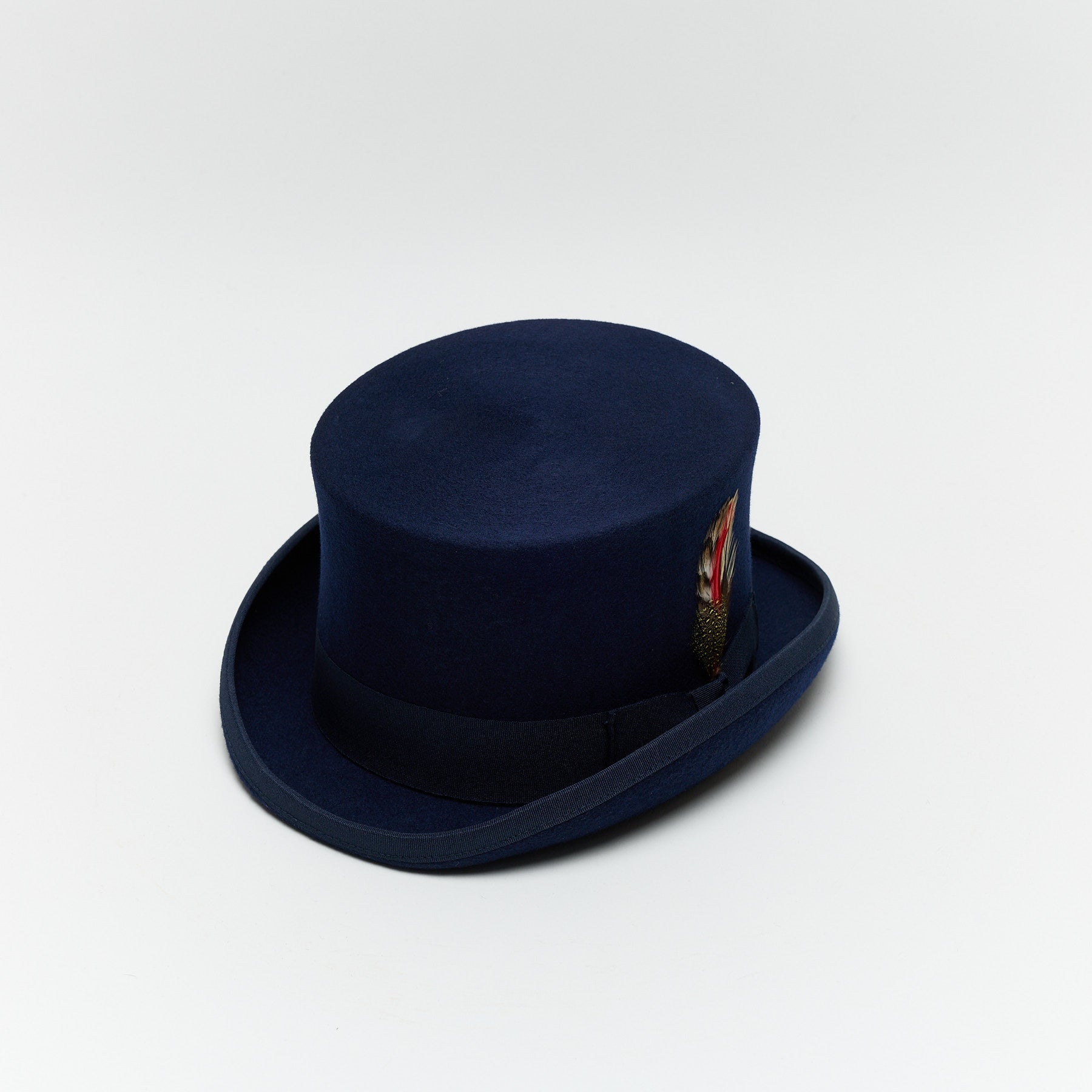 Carriston Wool Felt Top Hat – 100% Pure Wool, 12 cm Crown, Brown, White & Navy