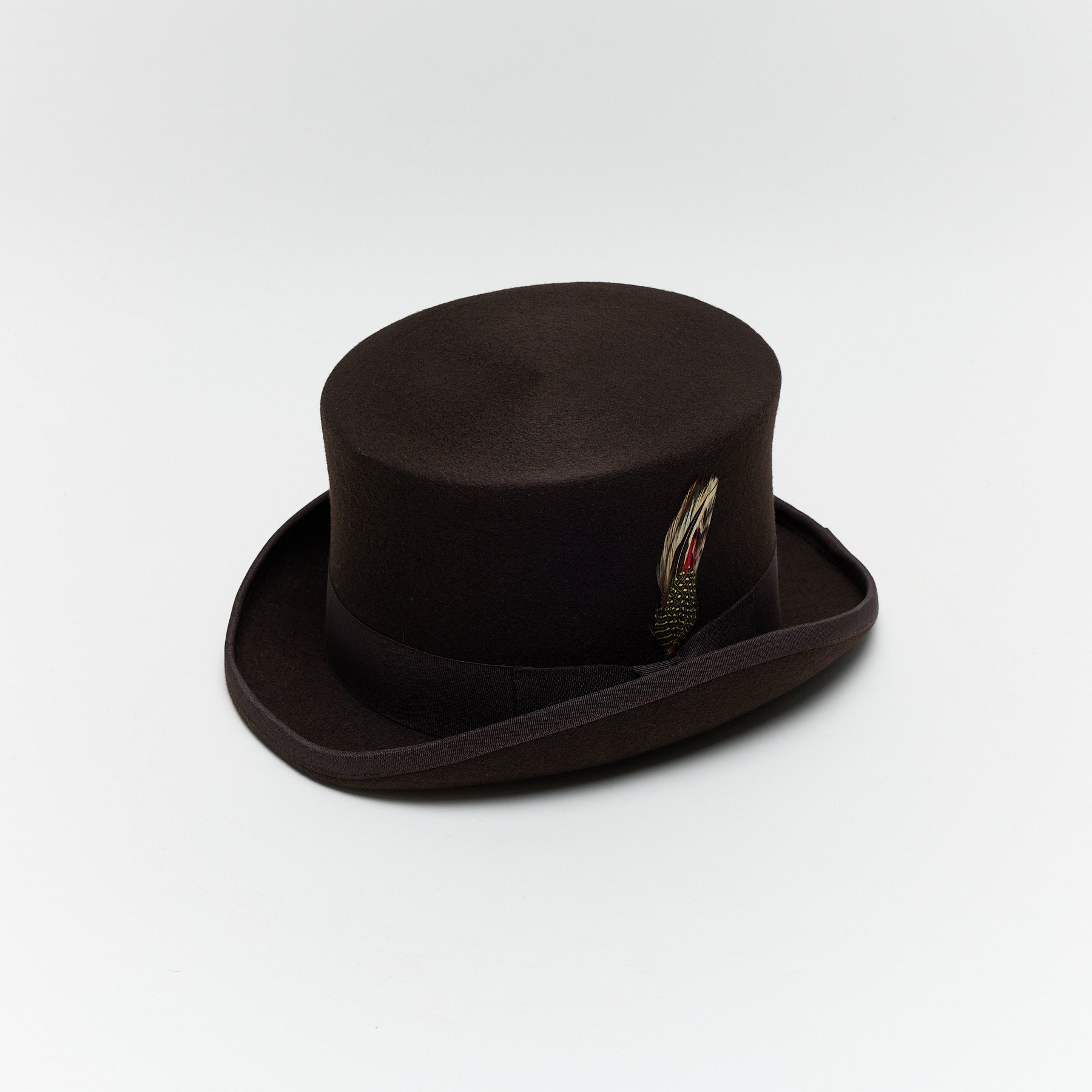 Carriston Wool Felt Top Hat – 100% Pure Wool, 12 cm Crown, Brown, White & Navy