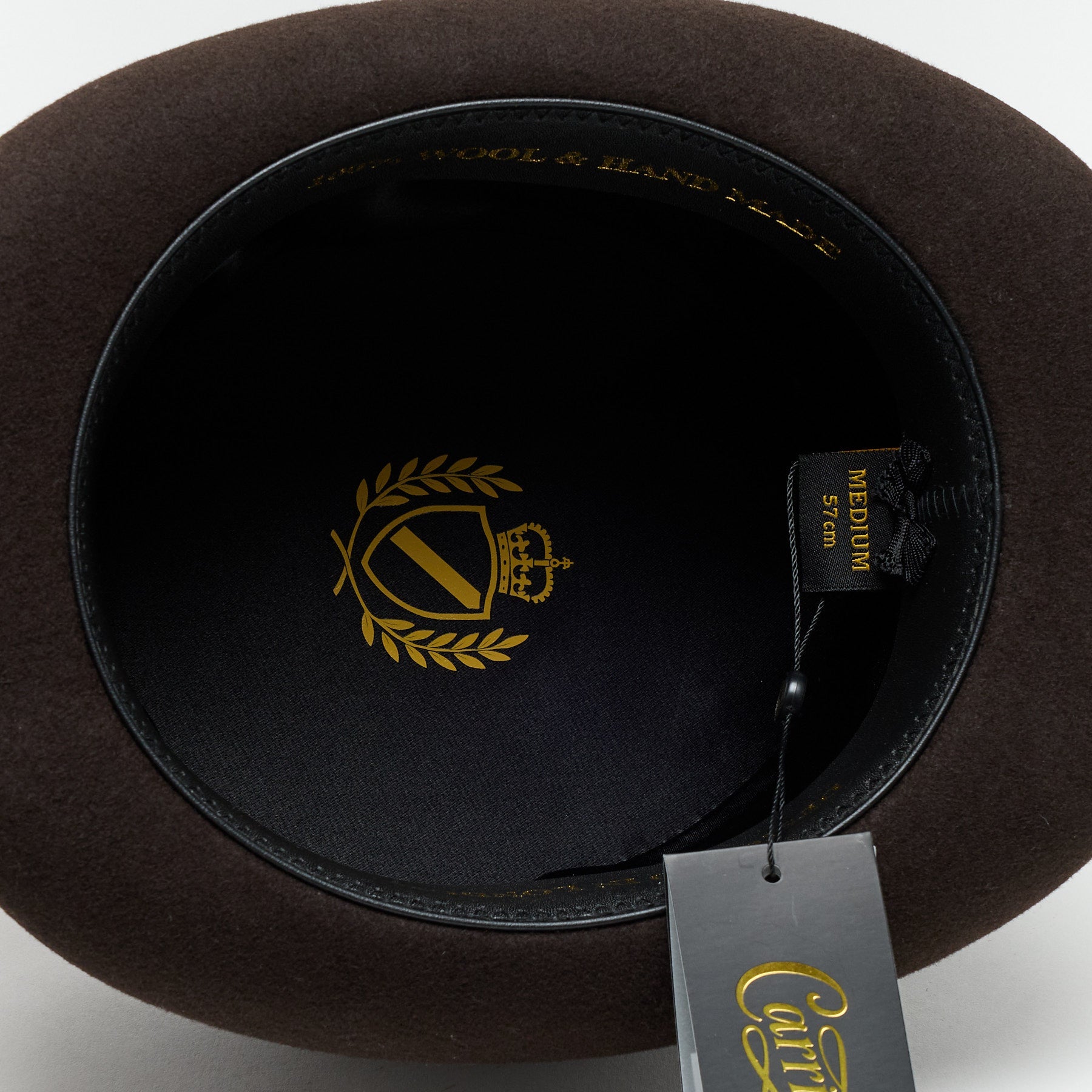 Carriston Wool Felt Top Hat – 100% Pure Wool, 12 cm Crown, Brown, White & Navy