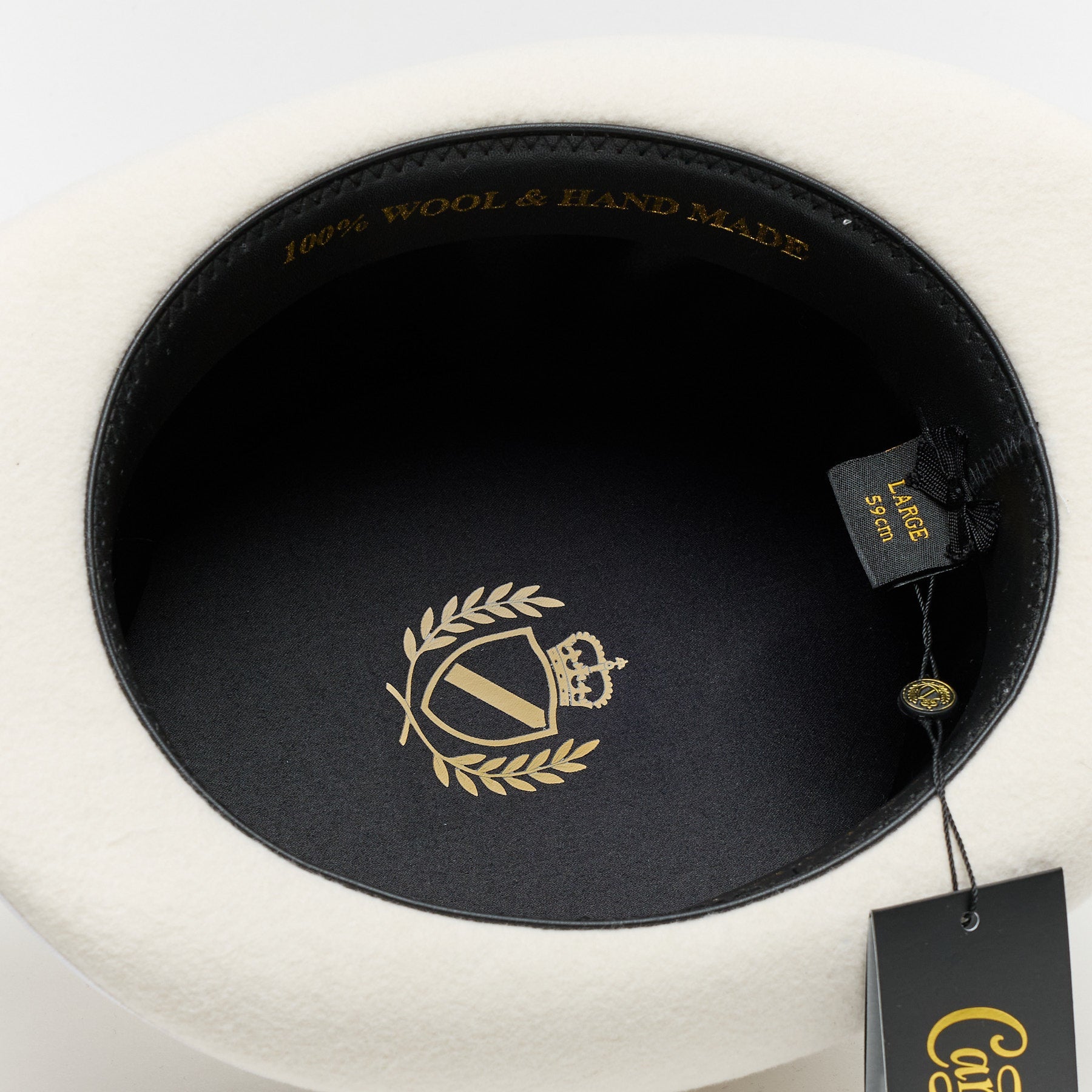 Carriston Wool Felt Top Hat – 100% Pure Wool, 12 cm Crown, Brown, White & Navy