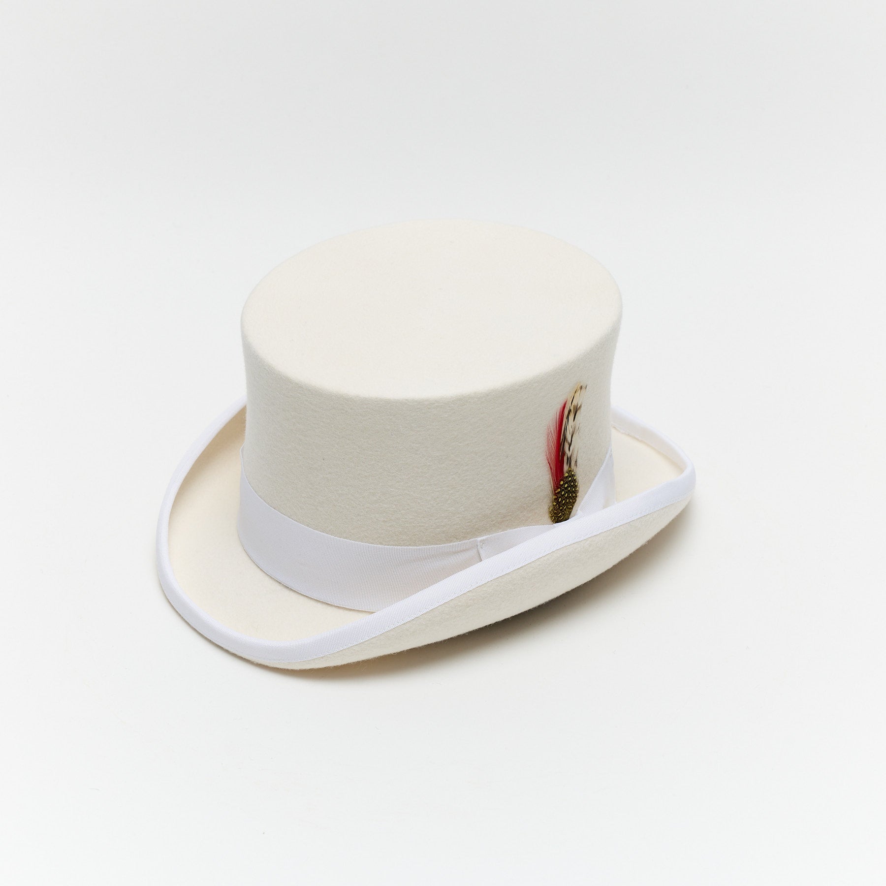 Carriston Wool Felt Top Hat – 100% Pure Wool, 12 cm Crown, Brown, White & Navy