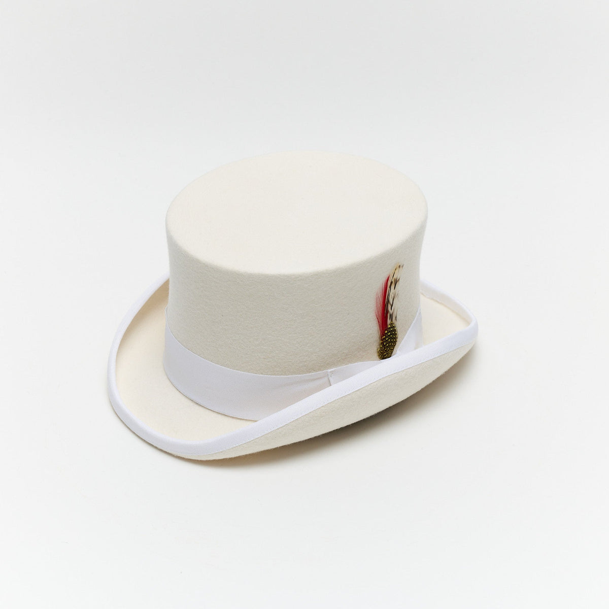 Carriston Wool Felt Top Hat – 100% Pure Wool, 12 cm Crown, Brown, White & Navy
