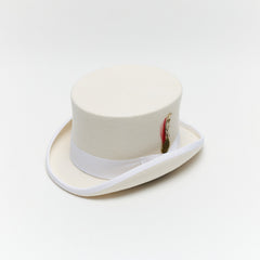 Carriston Wool Felt Top Hat – 100% Pure Wool, 12 cm Crown, Brown, White & Navy