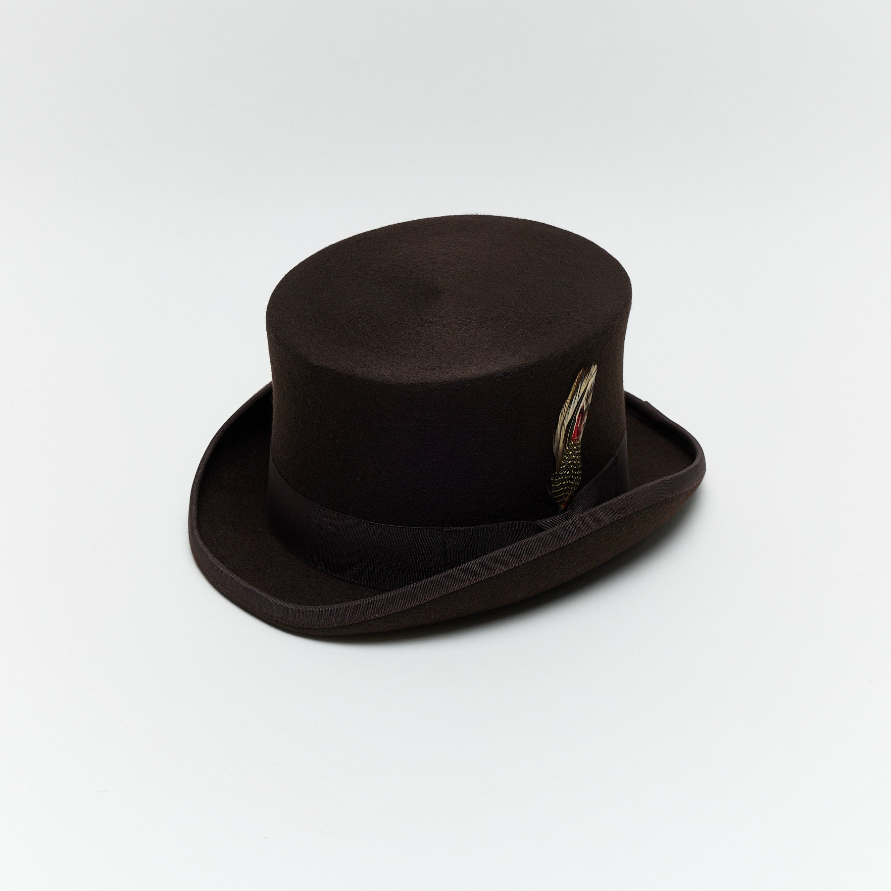Carriston Wool Felt Top Hat – 100% Pure Wool, 12 cm Crown, Brown, White & Navy