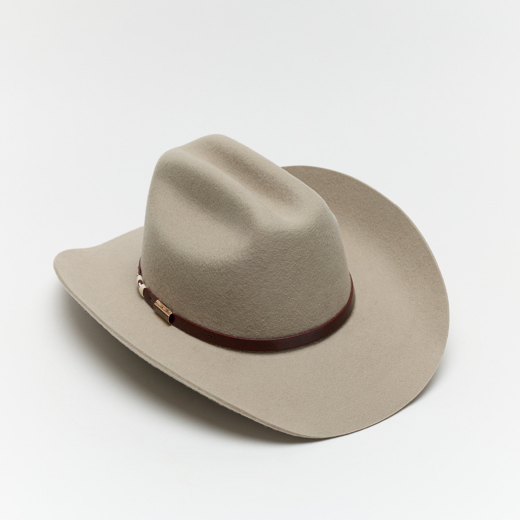Carriston Wool Western Cattleman Cowboy Hat with Cognac Studded Leather Hatband