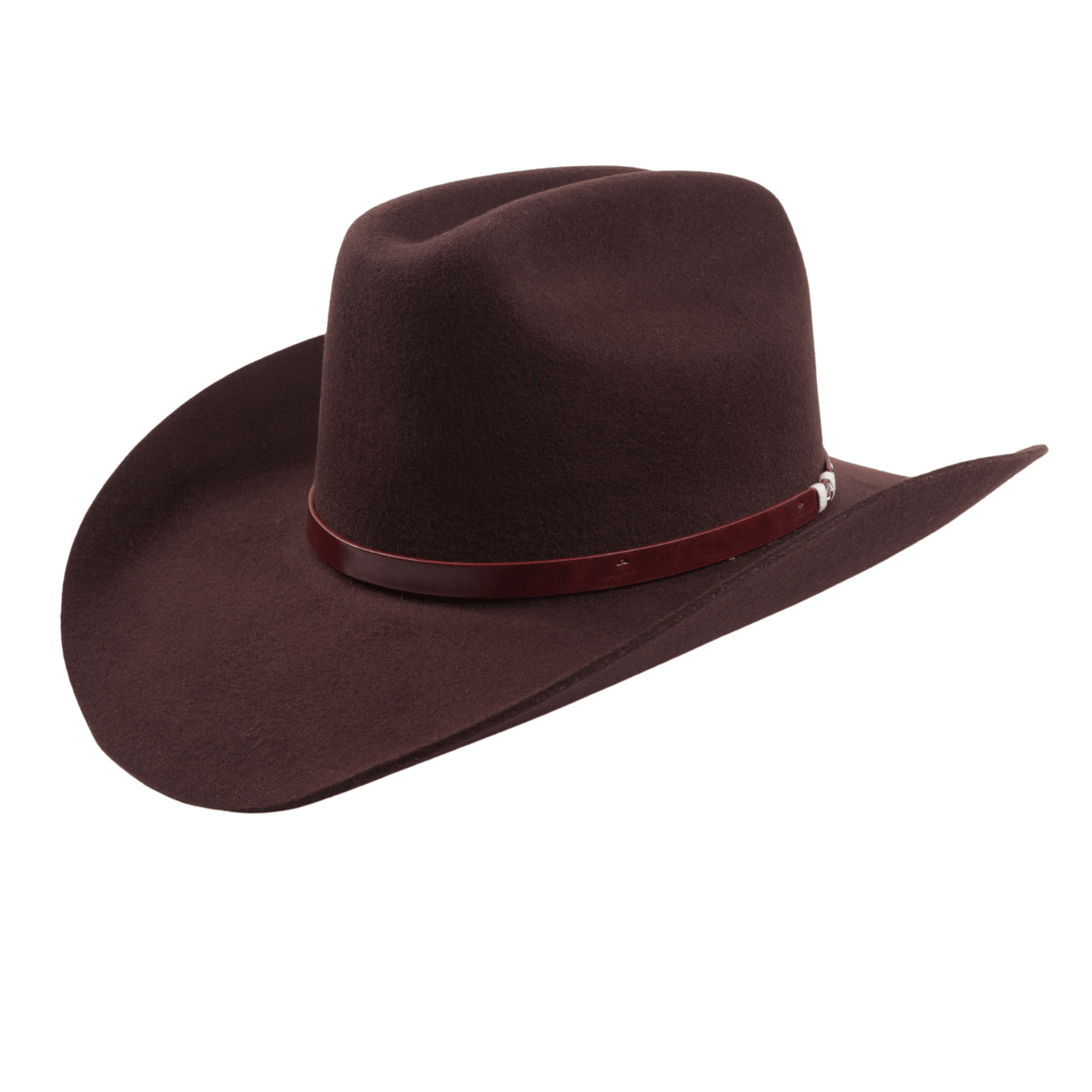 Carriston Wool Western Cattleman Cowboy Hat with Cognac Studded Leather Hatband