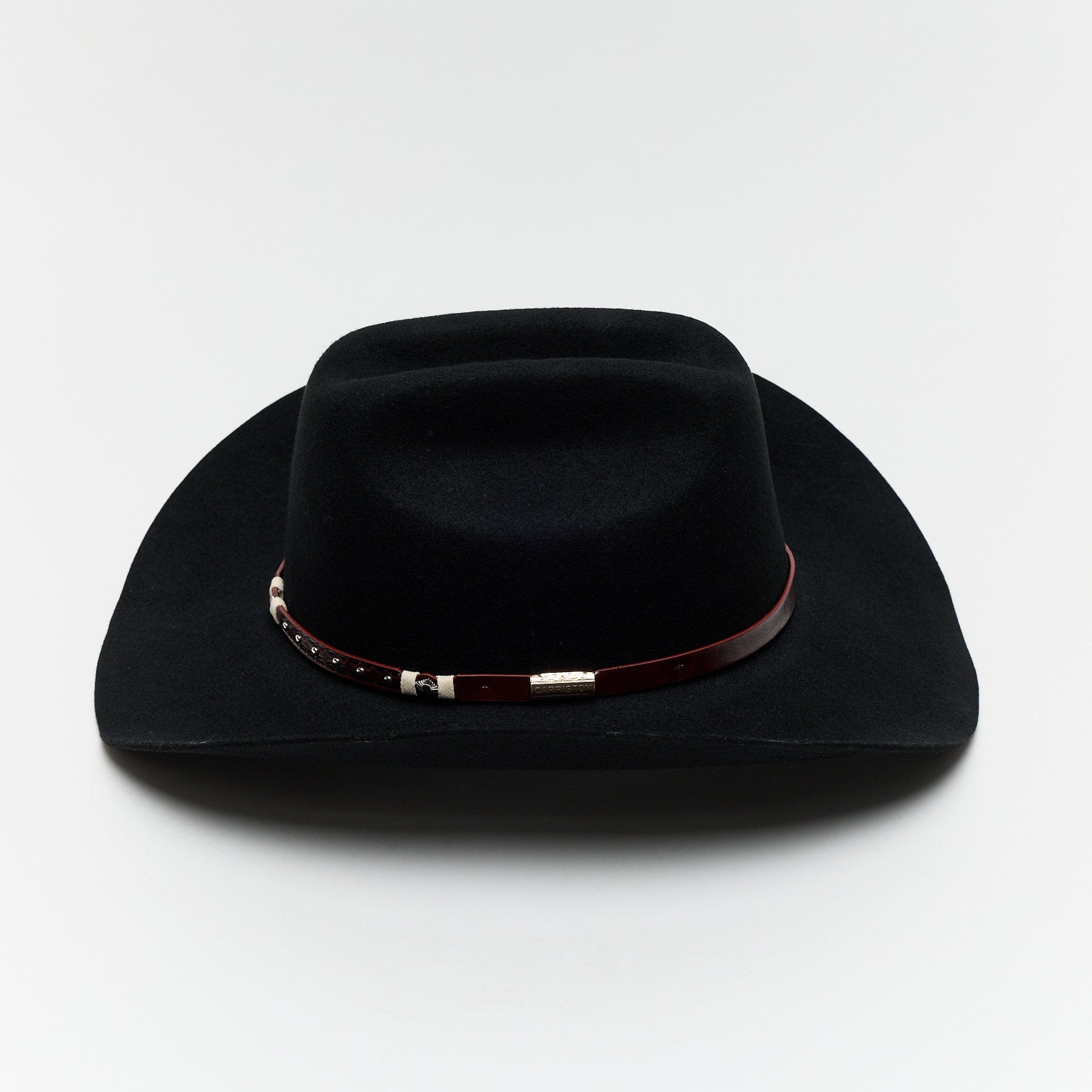 Carriston Wool Western Cattleman Cowboy Hat with Cognac Studded Leather Hatband