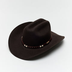 Carriston Wool Western Cattleman Cowboy Hat with Cognac Studded Leather Hatband