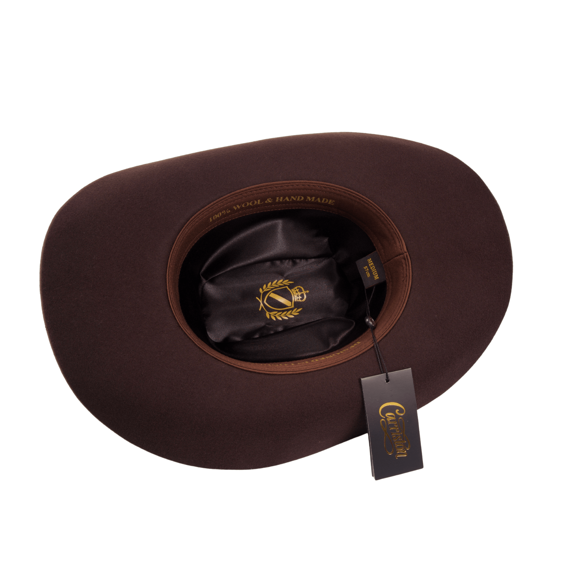 Carriston Wool Western Cattleman Cowboy Hat with Cognac Studded Leather Hatband