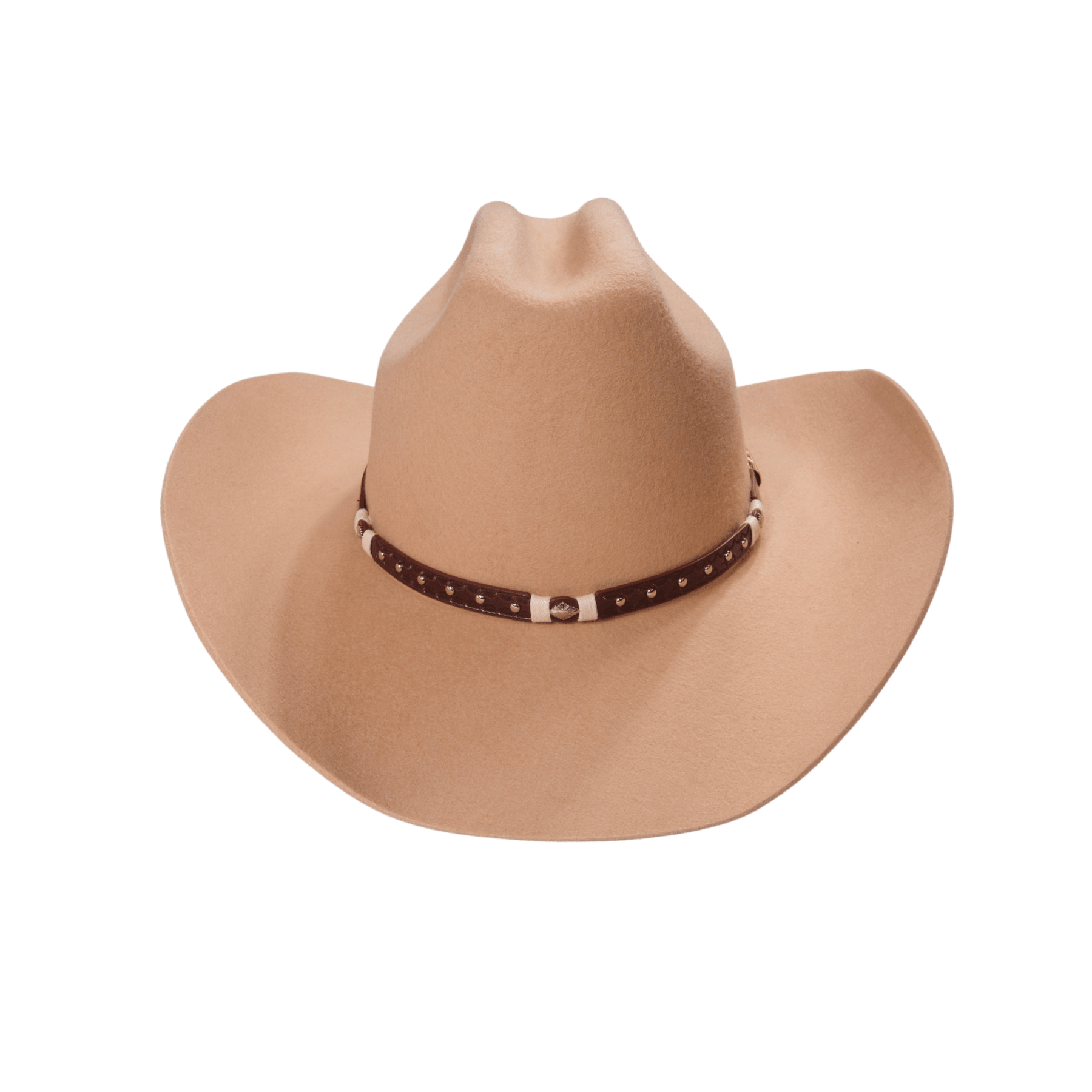 Carriston Wool Western Cattleman Cowboy Hat with Cognac Studded Leather Hatband
