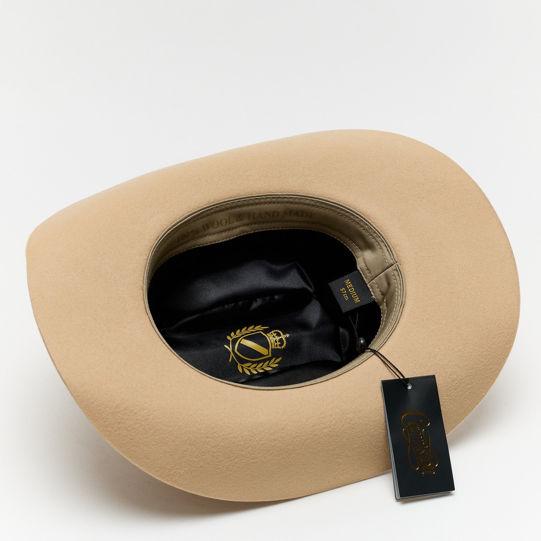 Carriston Wool Western Cattleman Cowboy Hat with Cognac Studded Leather Hatband