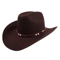 Carriston Wool Western Cattleman Cowboy Hat with Cognac Studded Leather Hatband