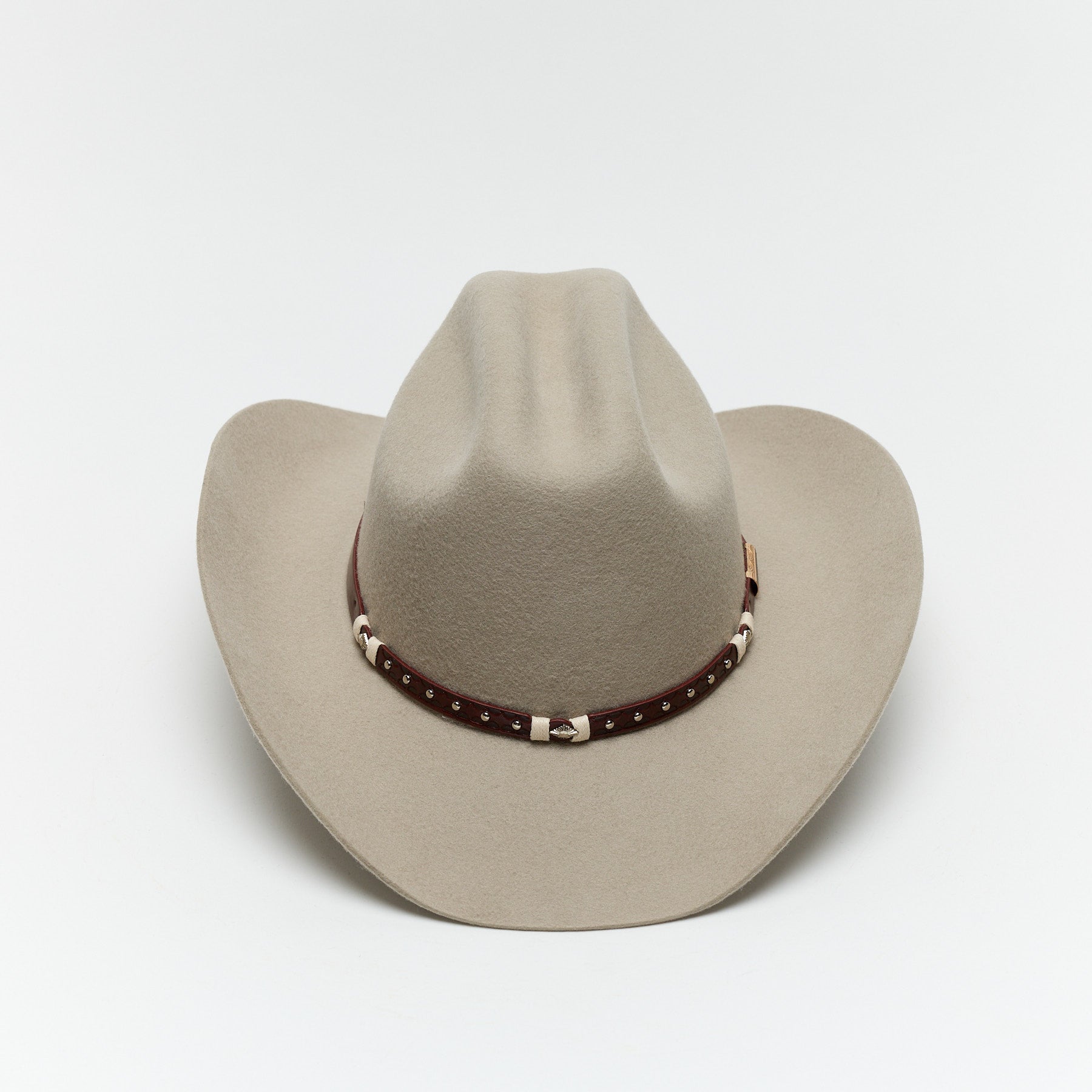 Carriston Wool Western Cattleman Cowboy Hat with Cognac Studded Leather Hatband