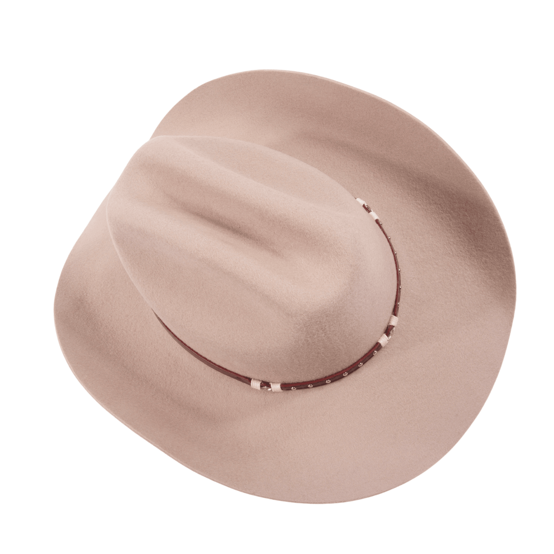 Carriston Wool Western Cattleman Cowboy Hat with Cognac Studded Leather Hatband