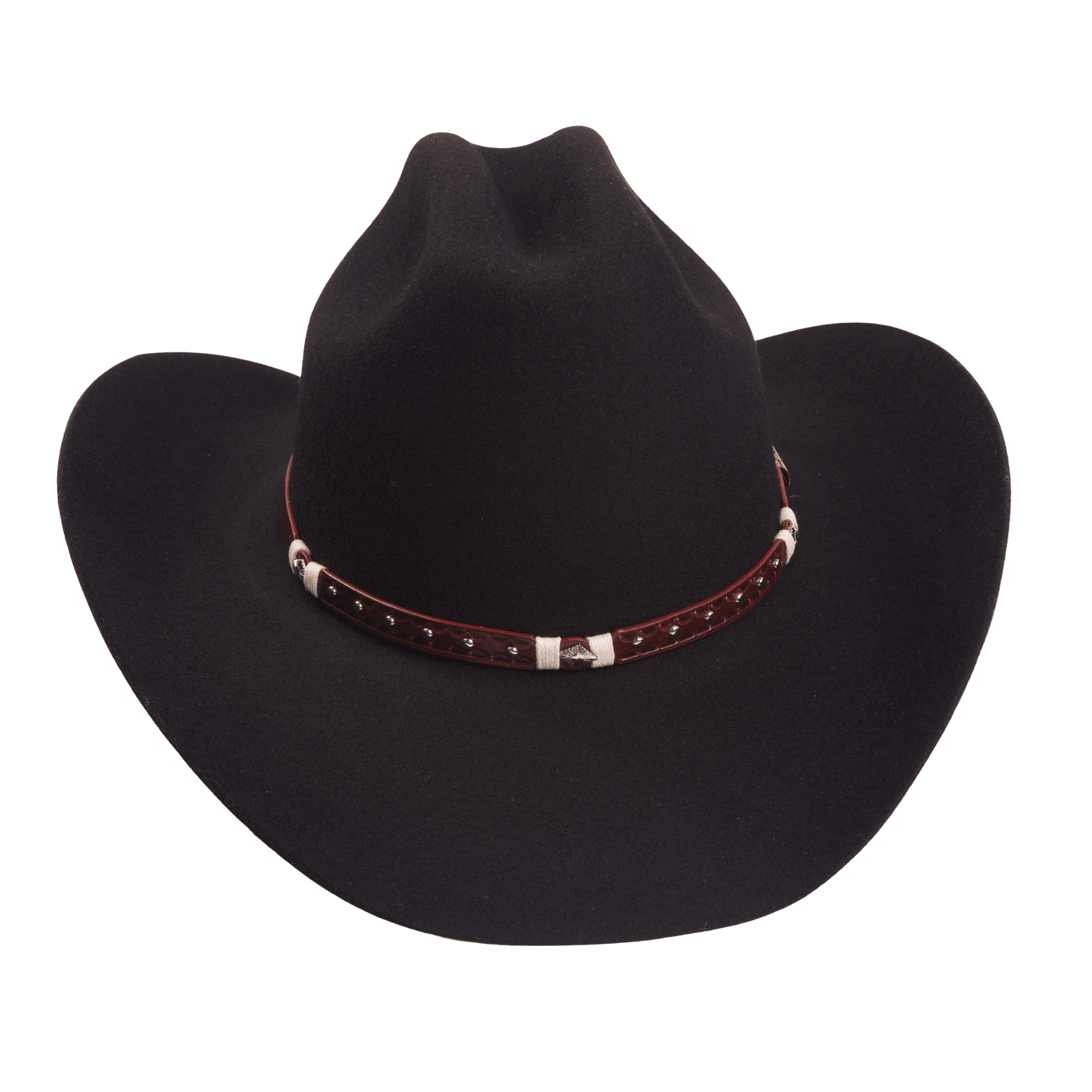 Carriston Wool Western Cattleman Cowboy Hat with Cognac Studded Leather Hatband