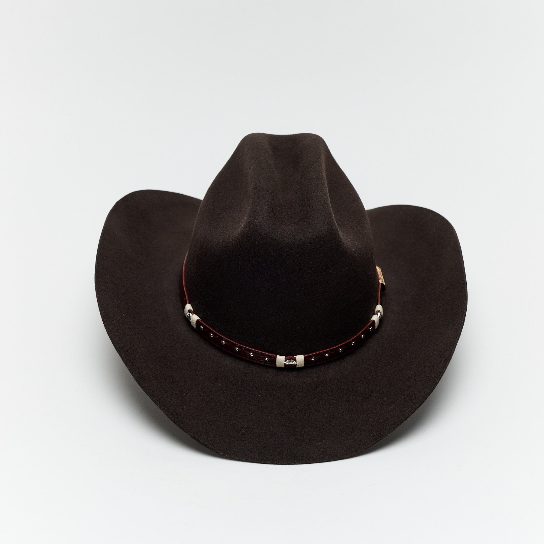 Carriston Wool Western Cattleman Cowboy Hat with Cognac Studded Leather Hatband