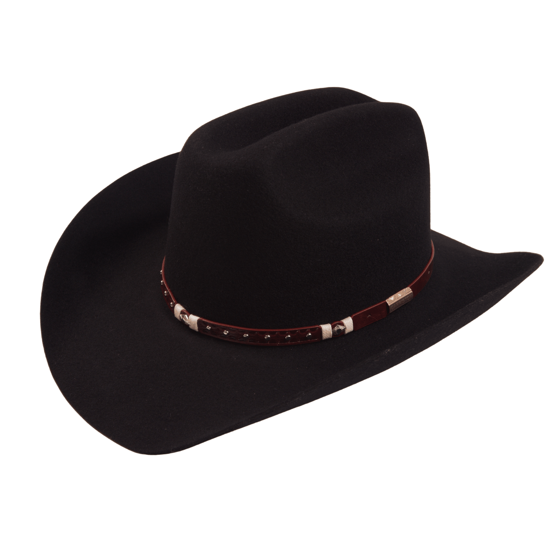 Carriston Wool Western Cattleman Cowboy Hat with Cognac Studded Leather Hatband